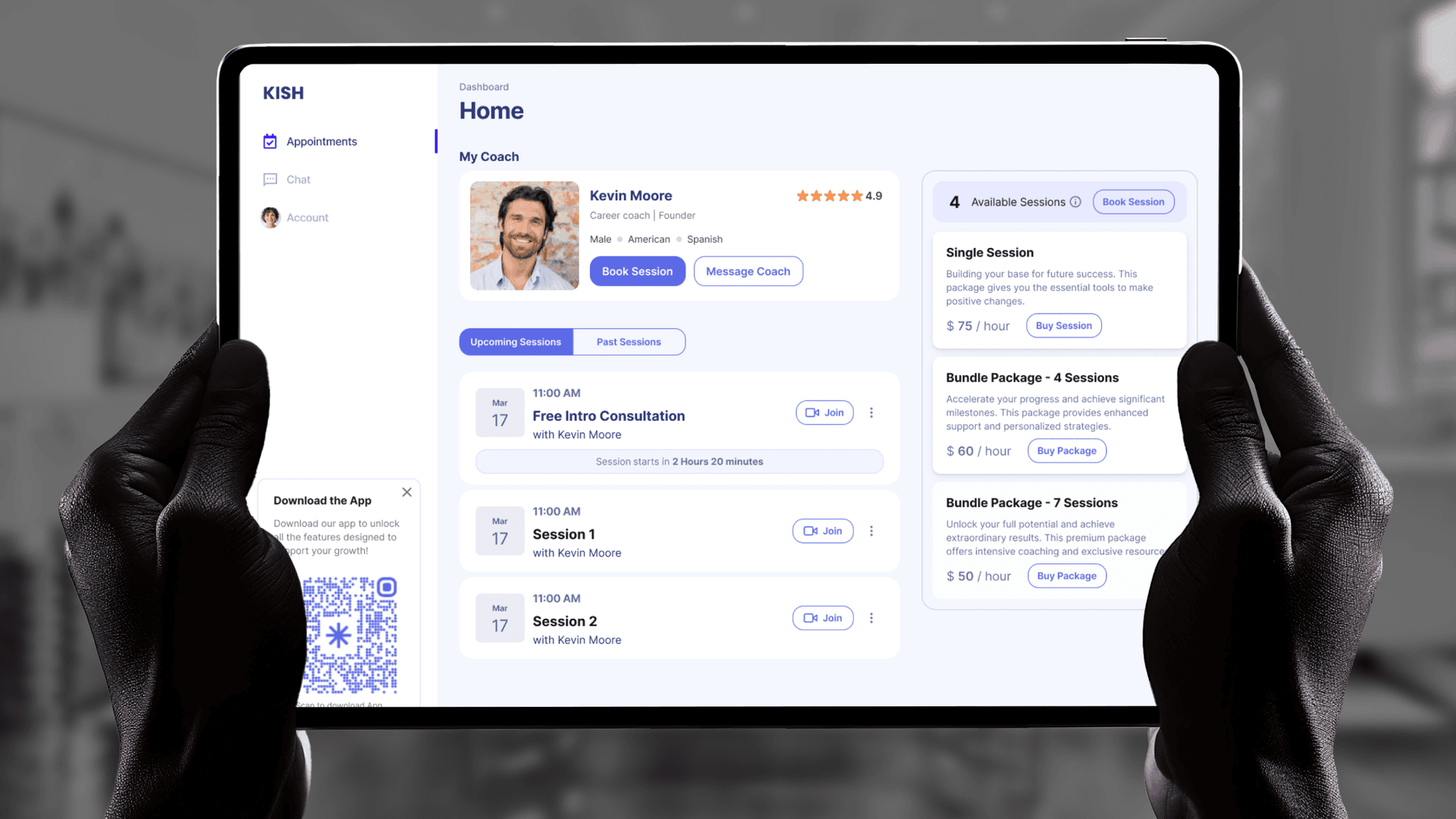 Kish coaching platform on iPad
